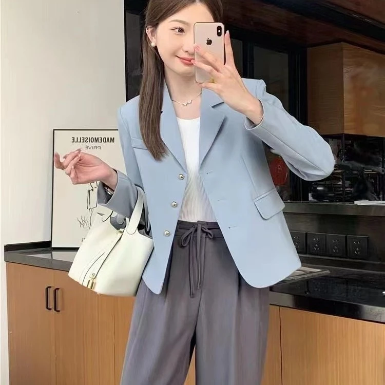 西装外套女短款小个子2023春秋款高级感收腰显瘦气质西服上衣新款