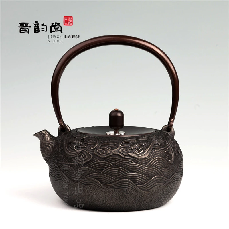 晋韵堂五福临门铁壶无涂层手工铸铁壶电陶炉泡茶煮茶器茶具