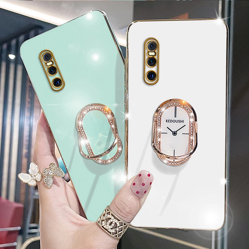 vivox27手机壳vivox27Pro保护套软壳奢华简约电镀直边指环支架