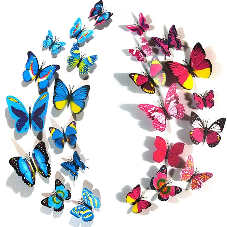 3d立体仿真蝴蝶墙贴画客厅卧室背景墙自粘贴冰箱磁性贴儿童墙贴