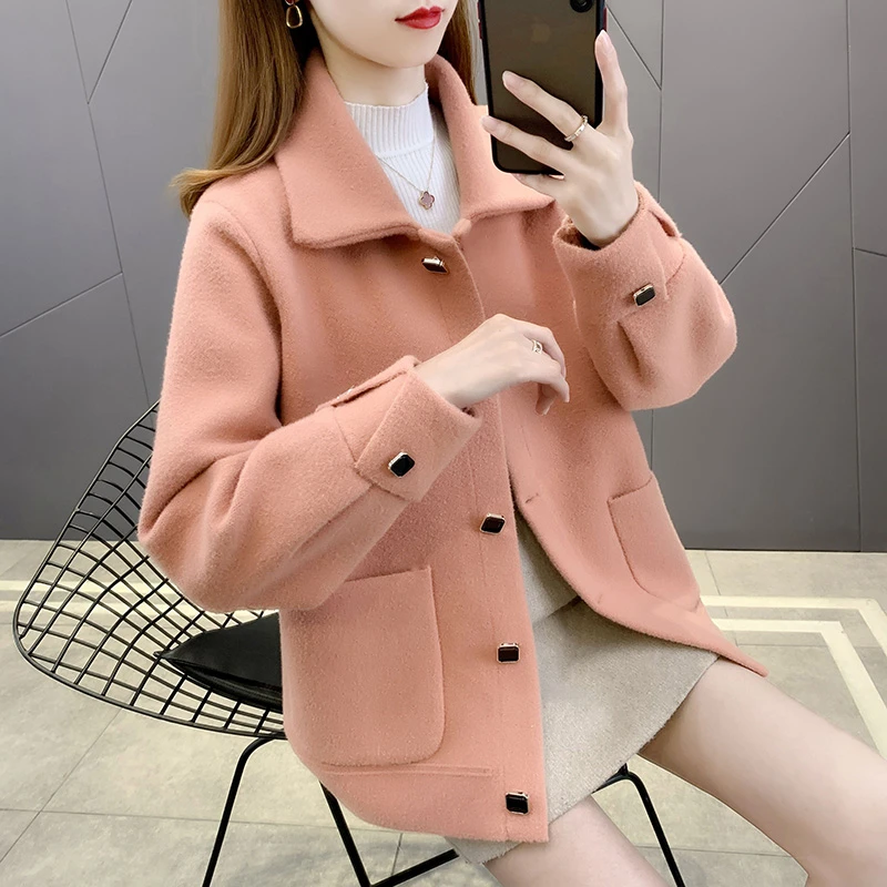 春秋外套女新款韩版宽松女士洋气小个子短款针织开衫女上衣