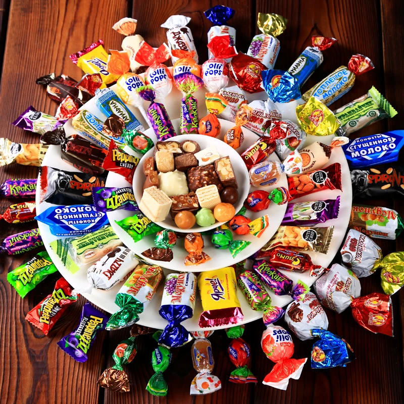 进口俄罗斯糖果 俄小淼牌牛奶焦糖混合夹心巧克力糖果 500克