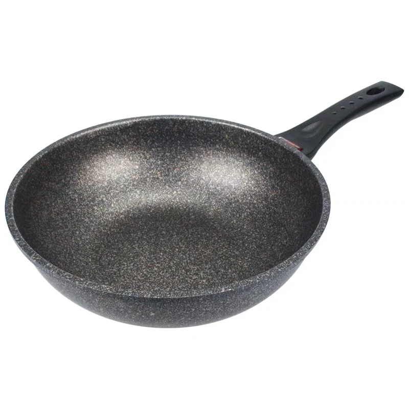 【黄标】韩国麦饭石炒锅明火电磁炉通用30CM(赠锅盖+木铲）