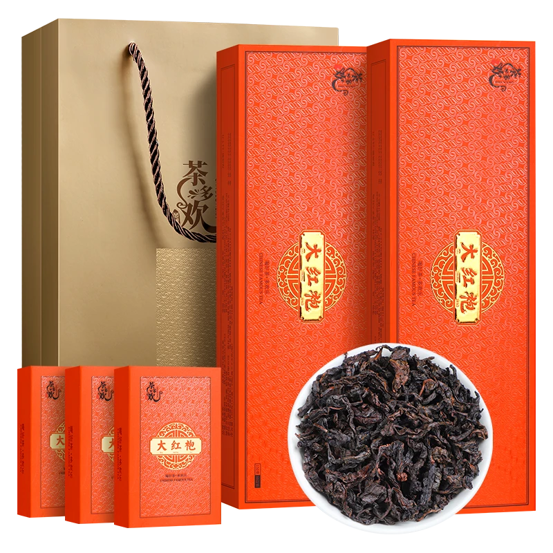 茶多欢大红袍茶叶岩茶乌龙茶新茶2条20盒40泡送手提袋总共300克