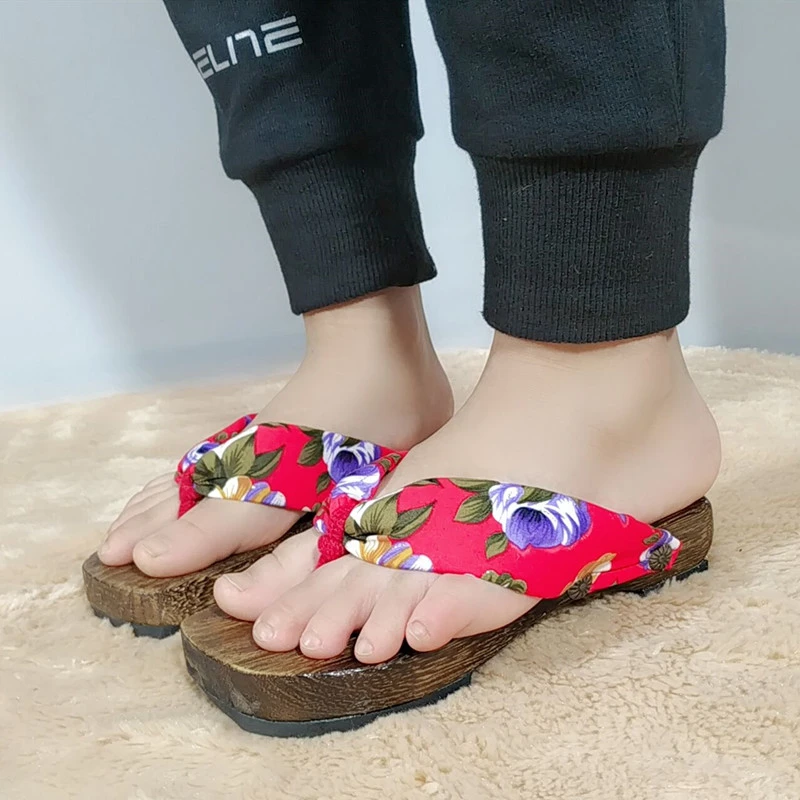 学生和服拍照木拖鞋中国风儿童舞蹈木屐平底夹角凉拖鞋居家拖鞋