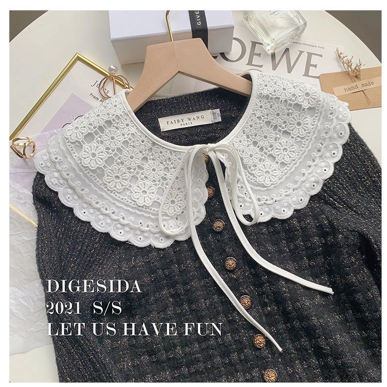 衣领配裙子外搭假领子春秋冬女蕾丝斗篷镂空装饰领花边减龄小披肩