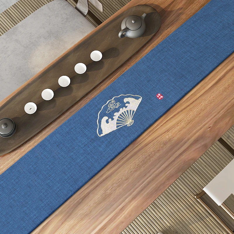 新中式禅意桌旗茶席电视机柜长条布艺茶几茶台装饰中国风布条麻布