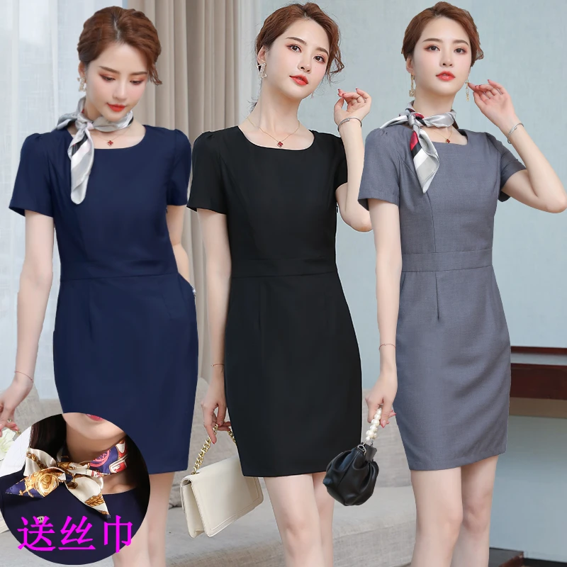 短袖职业薄款连衣裙珠宝金店客服办公室商务售楼部迎宾工作服夏装