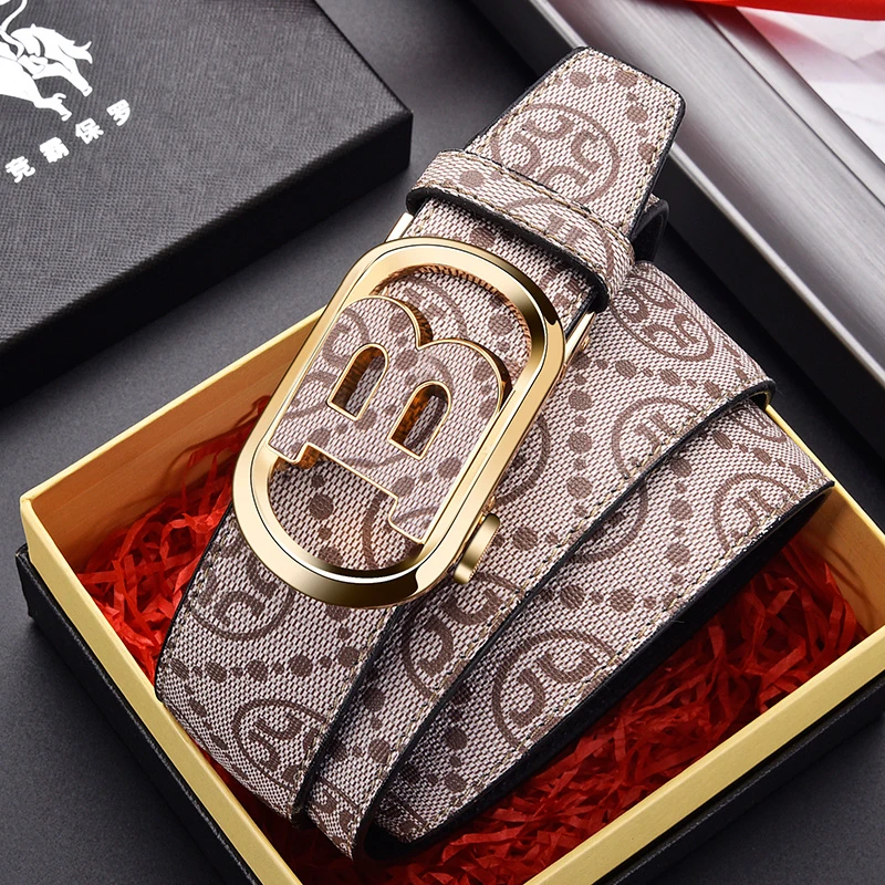 COLUMBUPOLO【官方正品】新款高档男士皮带真皮自动扣牛皮腰带.