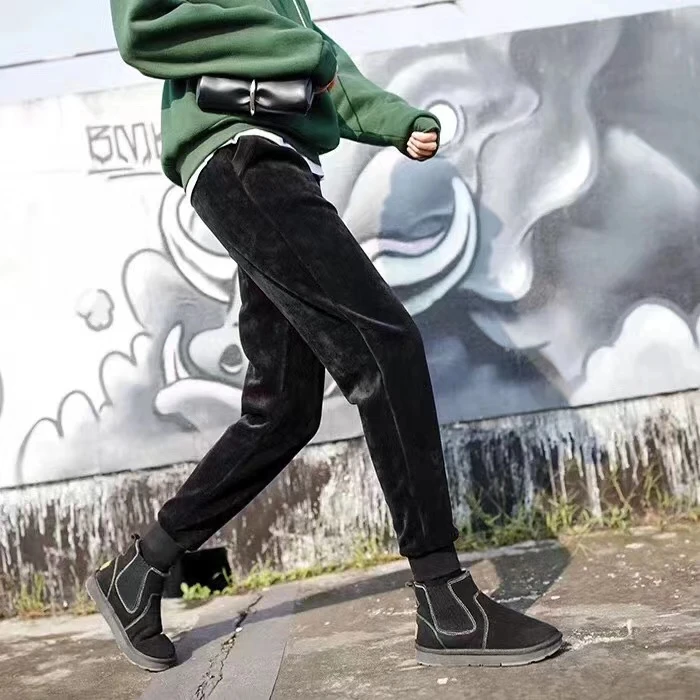 很厚百搭一条过冬自制双面金丝绒加绒加厚运动裤卫裤  收口裤秋冬