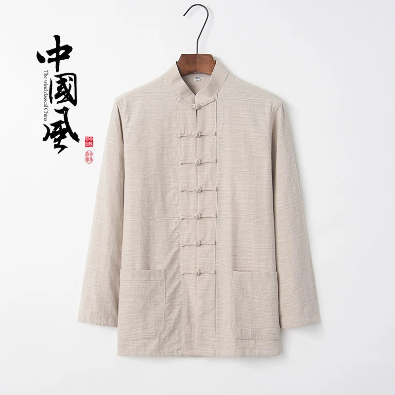 提花单层上衣休闲唐装男士潮牌复古中国风太极服外套打的衫中式