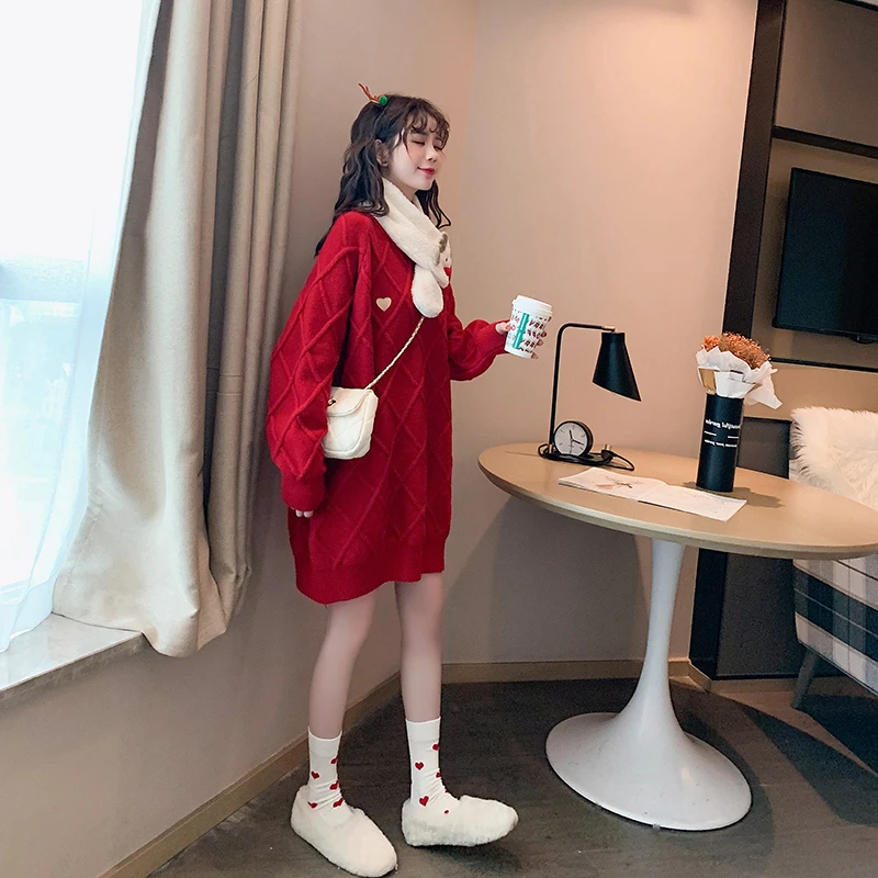 百搭外穿毛衣女本命年针织打底衫秋冬季2025年新款圣诞红色上衣装