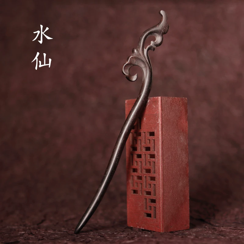 追师发簪黑檀木雕刻木簪手工盘发古装头饰木质百搭古风檀木簪子