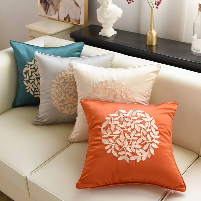 现代轻奢刺绣沙发抱枕新中式名宿靠垫酒店靠枕圆圈花样板房