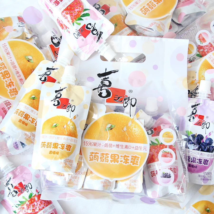 喜之郎吸吸冻蒟蒻果汁独立果冻儿童食用解馋小零食草莓味600g/袋