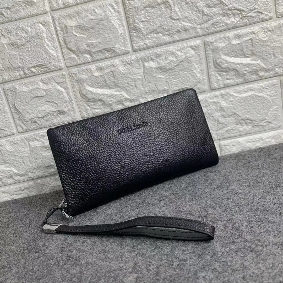 黑色时尚真皮休闲百搭新款经典男士头层牛皮手拿包手机包高品质