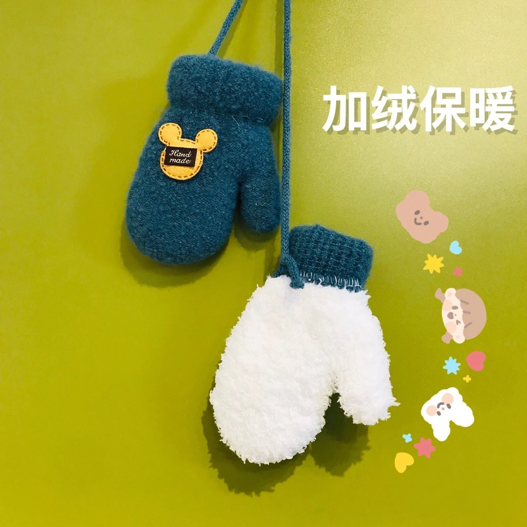 0岁6加绒秋冬季婴幼儿园男女儿童宝宝包指保暖手套韩版可爱小学生