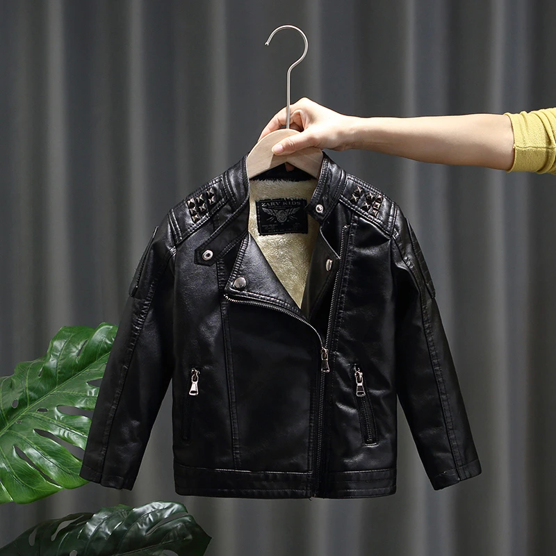 儿童装男女童皮衣外套2025秋冬款小童韩版中大童洋气机车皮夹克潮