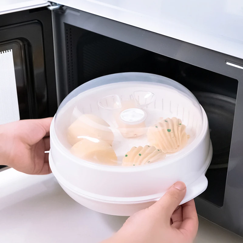 微波炉专用圆形蒸笼家用蒸锅小笼包馒头糕点加热蒸盒蔬菜蒸盘