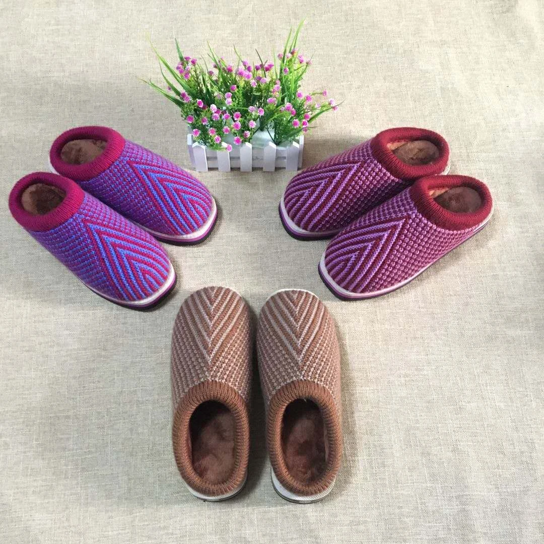 纯手工编织懒人鞋毛线拖鞋成品鞋防滑加厚加绒男女家居包跟拖棉鞋