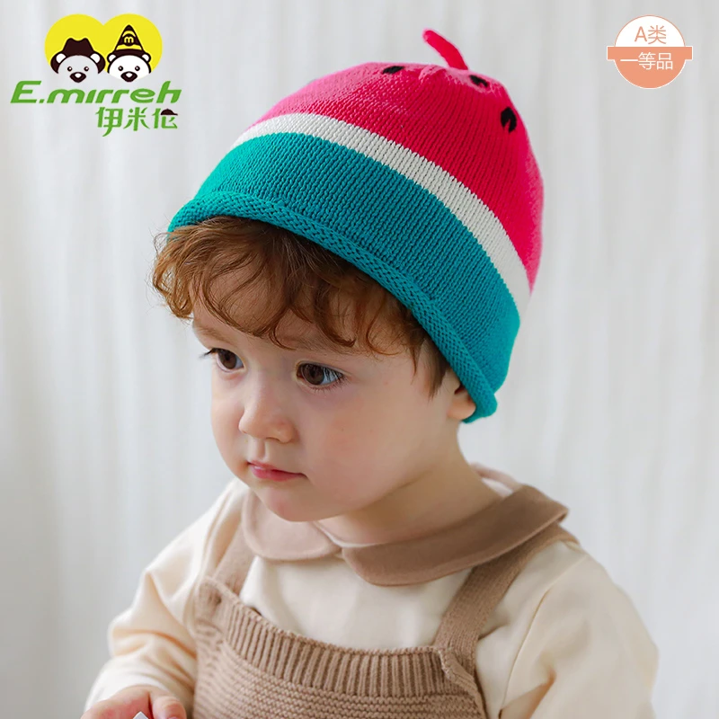 【小西瓜】初生婴儿胎帽秋冬宝宝帽子韩版新生婴幼儿帽子针织