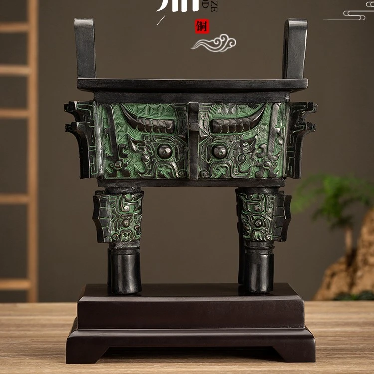 洛阳鼎方鼎财源鼎做旧复古家居装饰办公室包邮铜鼎摆件仿古青铜器