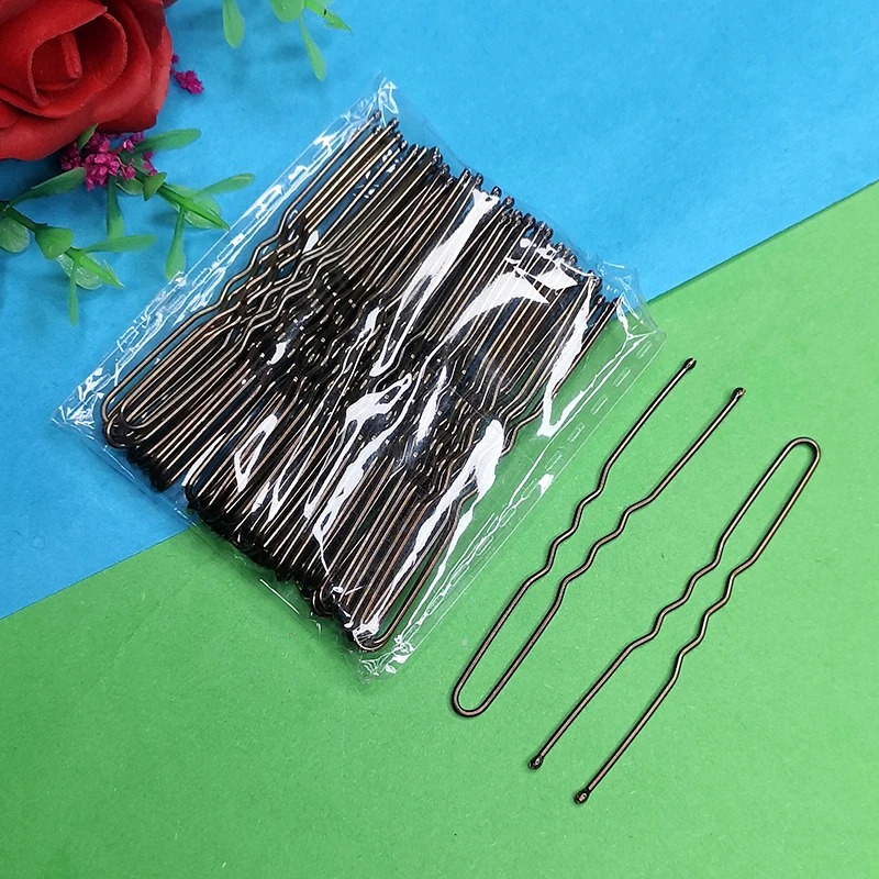 6cm影楼盘发造型U形夹50支袋装盘发夹美发时尚发卡丸子头固定夹