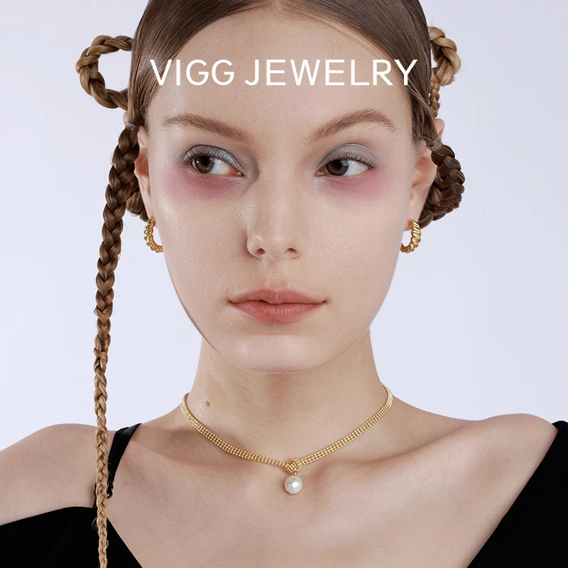 VIGG 铜合金项链 群星中的太阳项链简约小众轻奢时尚编织设计饰品