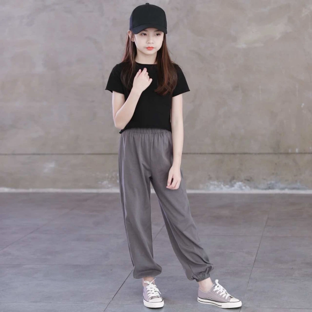 女童休闲灯笼裤2024新春秋款时尚百搭运动长裤子女孩洋气短袖套装
