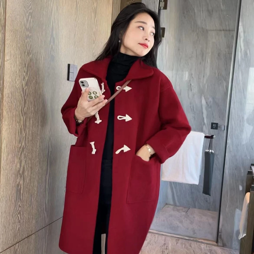 阿黎精选-------牛角扣针织双面大衣