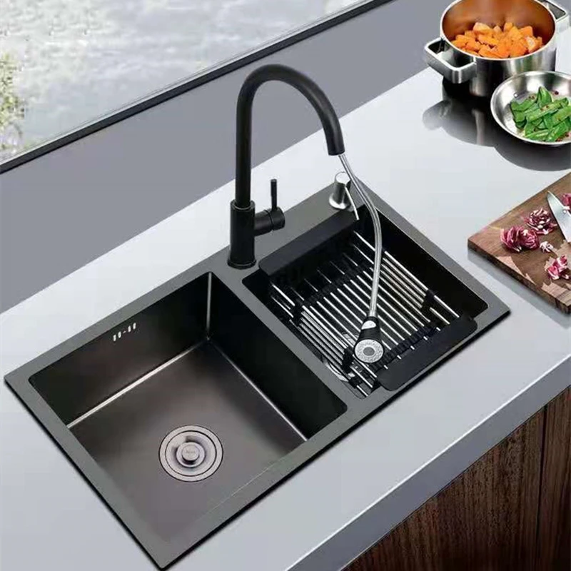 久威厨房不锈钢纳米黑金刚水槽