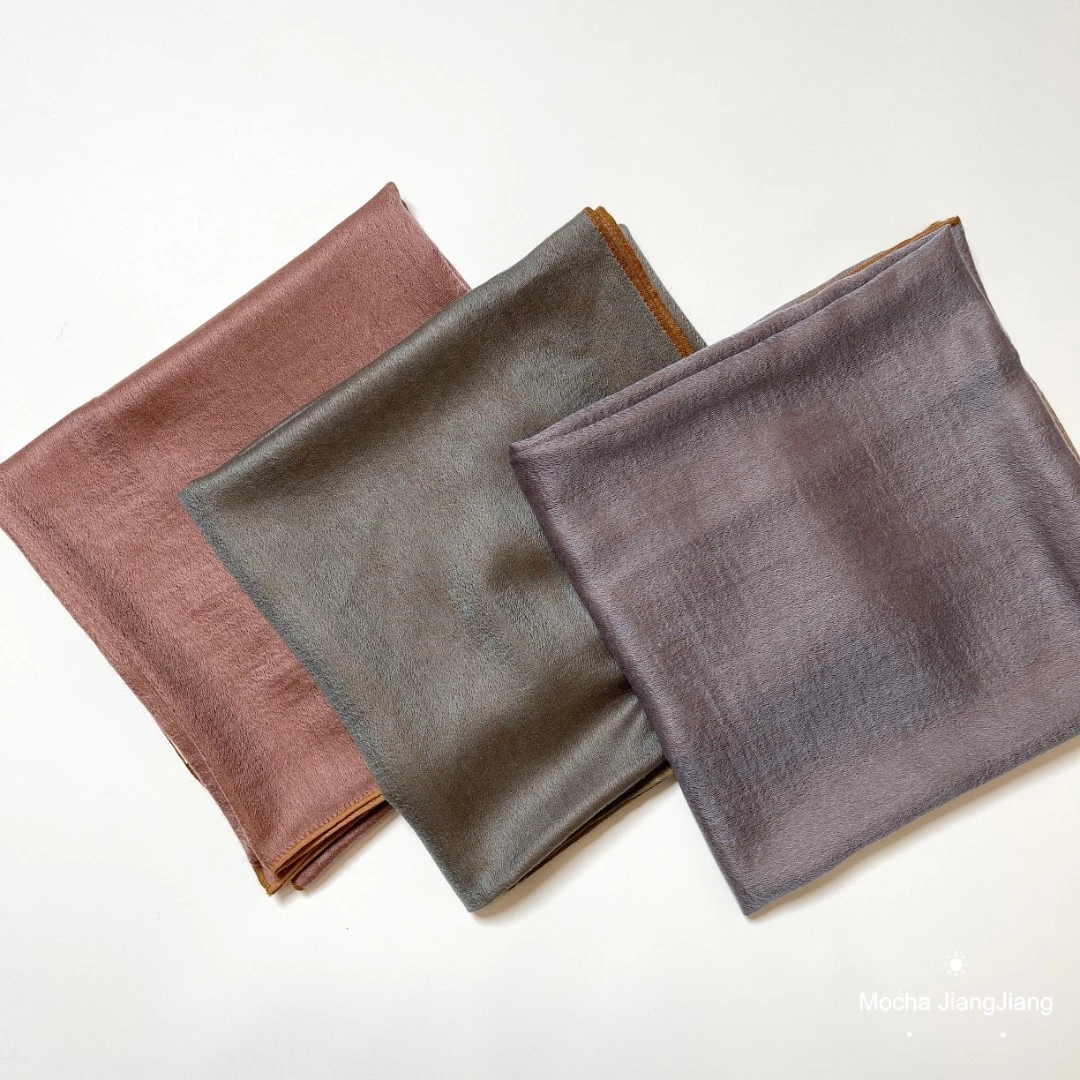 新年礼物甄选 双色加密色织滚边山羊绒披肩围巾120*120cm男士