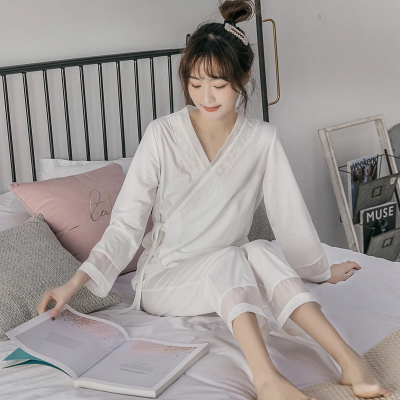 很仙的睡衣白色公主风春秋款女长袖纯棉公主风高级感睡衣两件套
