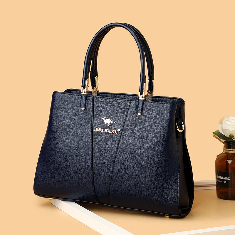 袋鼠高级女士包新款2024中年手提包软皮大容量妈妈包百搭斜挎女包