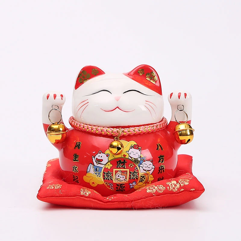 招财猫摆件开业4.5寸新款财源滚滚存钱罐11*11cm陶瓷摆件礼品