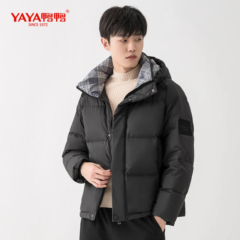 YAYA/鸭鸭新款连帽加厚短款男士羽绒服冬季保暖外套DYB07B0120