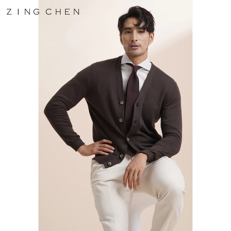 【可机洗棉山羊绒】ZINGCHEN针织开衫 男士打底单穿毛衣外套秋冬