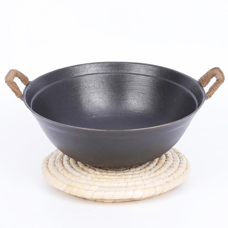 铸创无涂层老式双耳铸铁锅开锅手工耐用生铁国产导热加厚炒锅炖锅-0