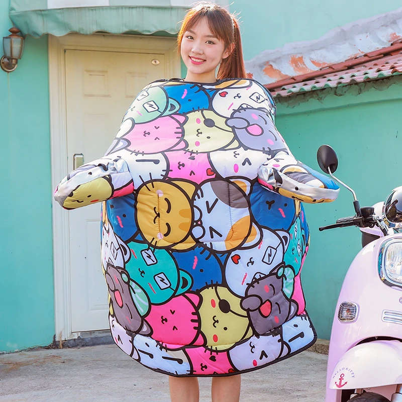 冬季新款电动车挡风被加绒加厚加大护肩挡风罩男女通用电瓶车防风