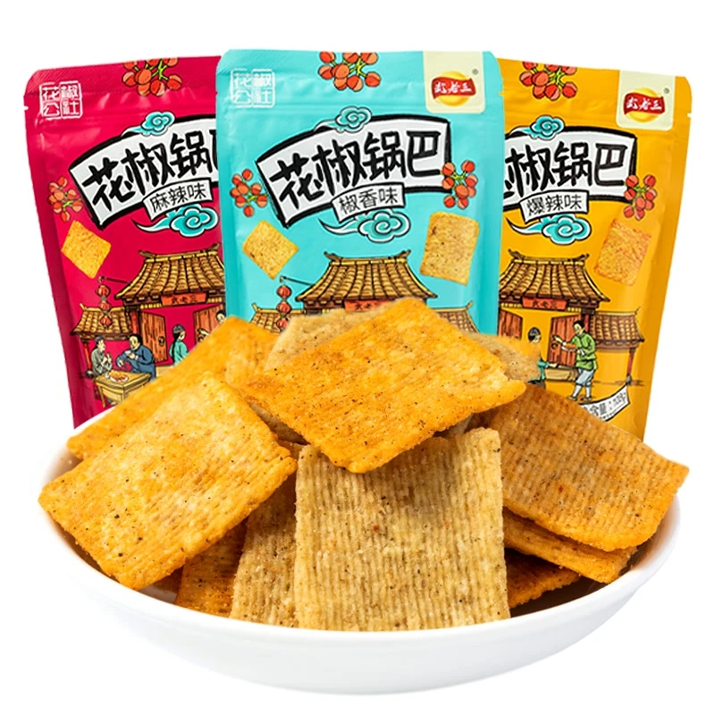 武老三襄阳休闲零食花椒锅巴108g*7袋营养香酥浓郁椒香酥脆鲜香