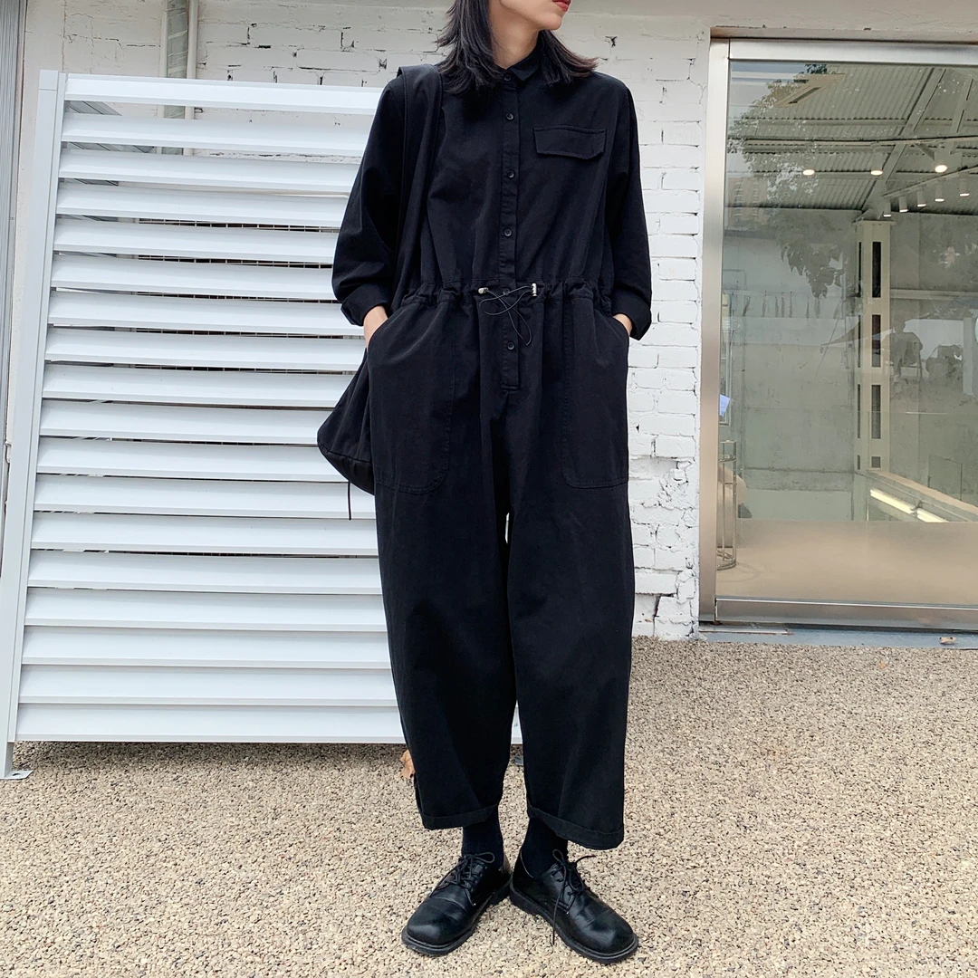 春秋工装连体裤女宽松大码