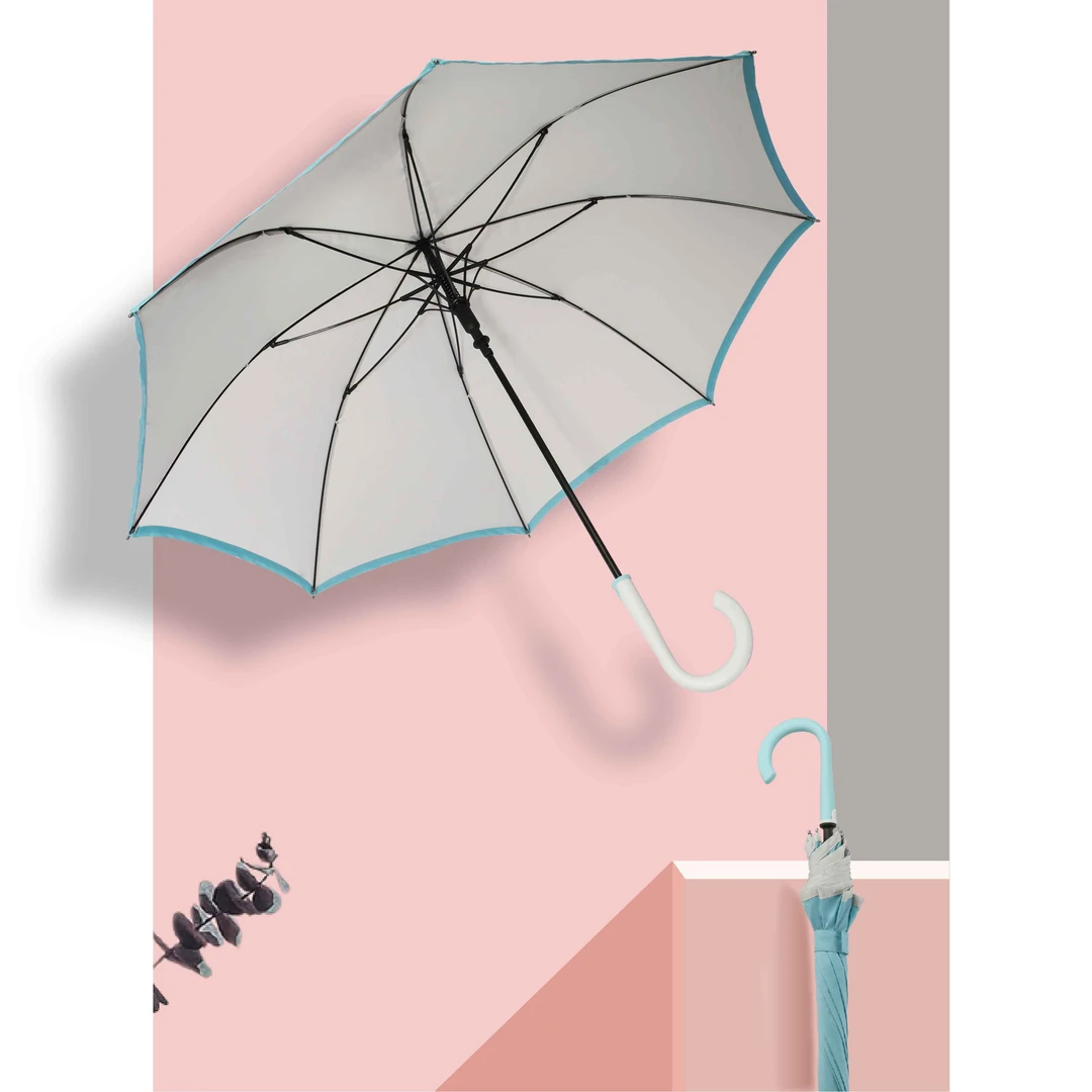 八骨直柄雨伞弯钩手柄纤维伞骨小清新学生长柄伞多色可选实用雨伞