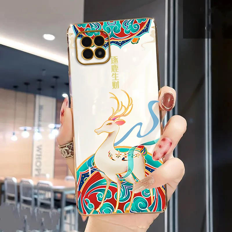 OPPOA72手机壳保护套奢华电镀直边全包防摔潮牌国风麋鹿男女款