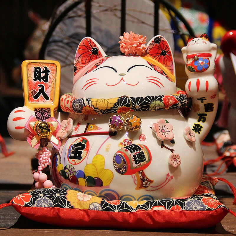福缘猫招财猫摆件开业店铺前台创意家居客厅乔迁新居装饰陶瓷礼品