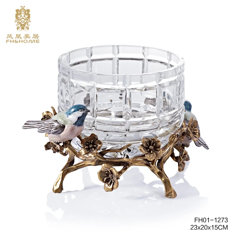 FH&HOME/凤凰美居欧式水晶玻璃布拉格系列圆形百搭小果盘收纳高档