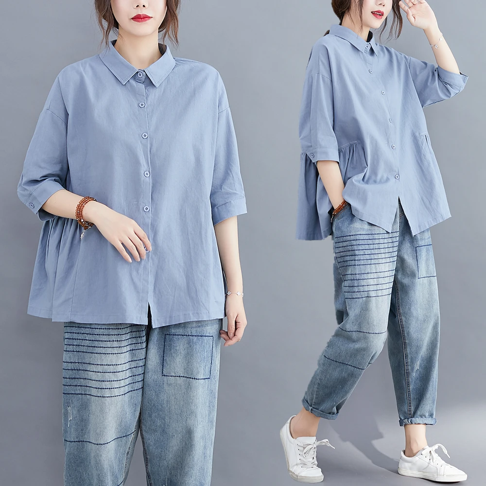 女士衬衫2025新款200斤大码宽松百搭衬衣显瘦减龄七分袖夏季POLO