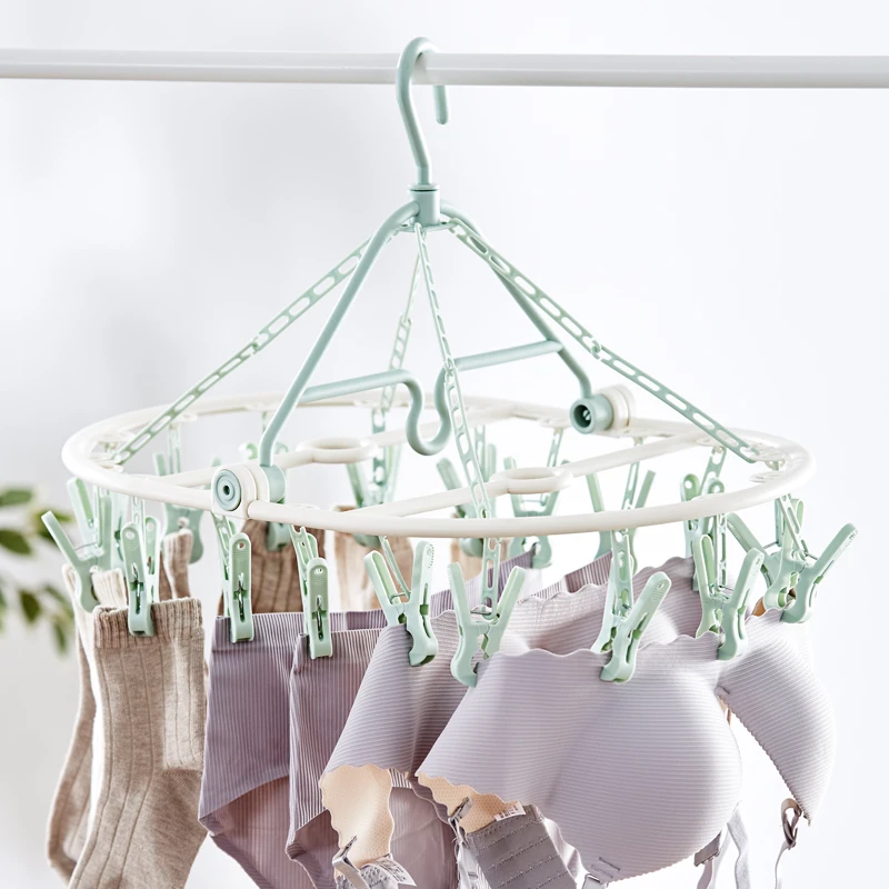 多功能晒衣架宿舍神器内衣袜子晾衣架多用圆盘折叠衣夹子宝宝家用