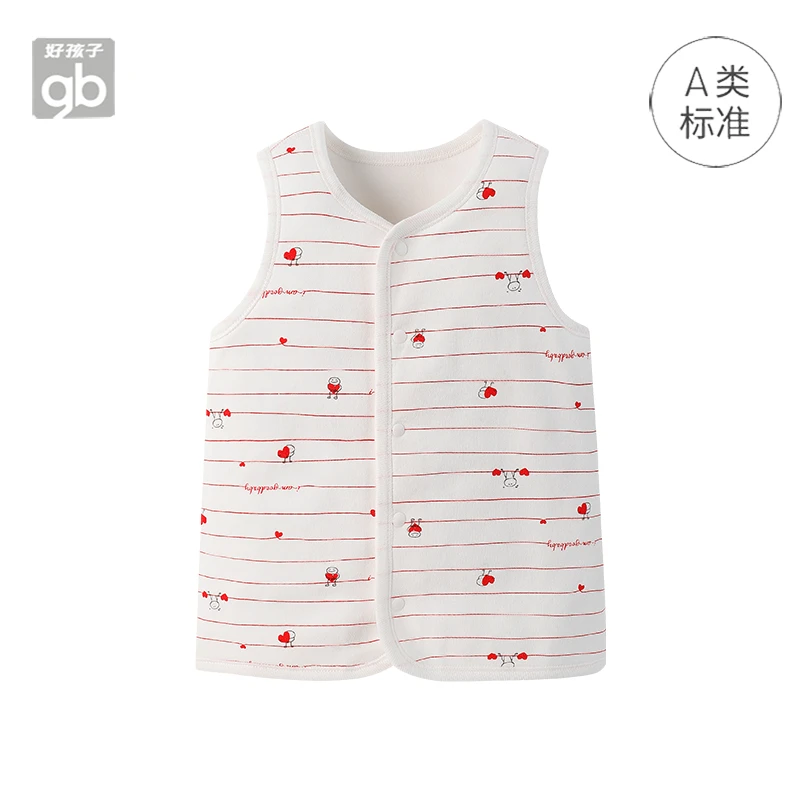 GB 好孩子春秋双面布双层双面爱心马甲-条纹   Q557