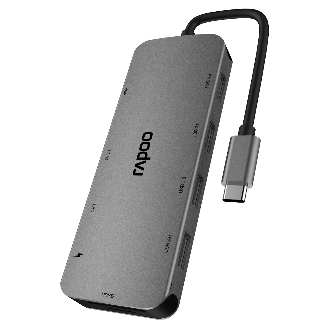 雷柏XD200 USB-C十合一10合1扩展坞TYPE-C苹果华为小米