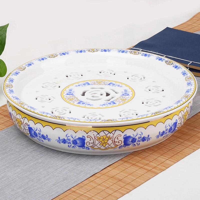 仁坤陶瓷茶盘功夫茶具茶盘家用茶盘茶台茶托盘蓄水式茶盘简约茶盘